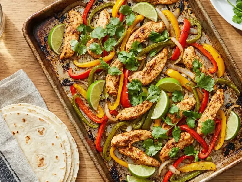 Fajita Sheet Pan Dinner - Mexican Meal Plan for Families recipe example for families