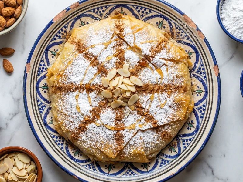 Bastilla (Chicken Filo Pie) - Moroccan Meal Plan for Families recipe example for families