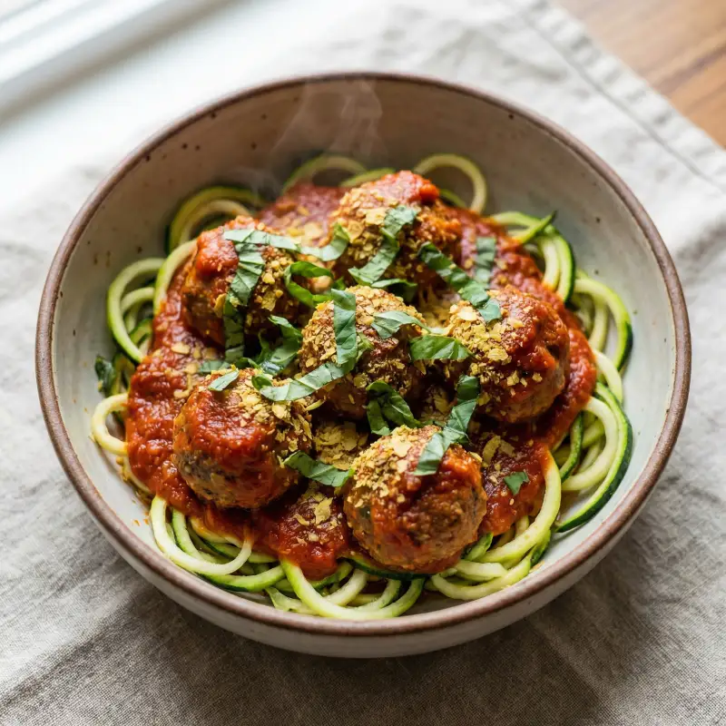 Paleo Meatballs with Zucchini Noodles - Paleo Meal Planning for Families recipe example for families