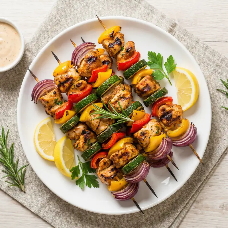 Grilled Chicken & Veggie Skewers - Paleo Meal Planning for Families recipe example for families
