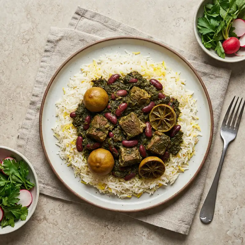 Ghormeh Sabzi (Herb & Kidney Bean Stew) - Persian Meal Plan for Families recipe example for families