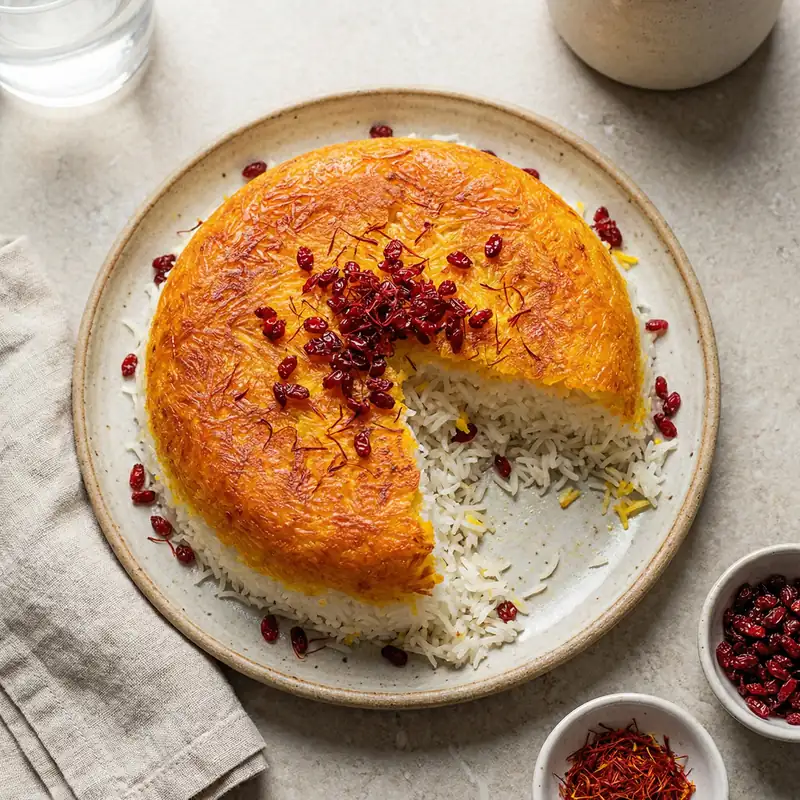 Lubia Polo (Green Bean & Beef Rice) - Persian Meal Plan for Families recipe example for families