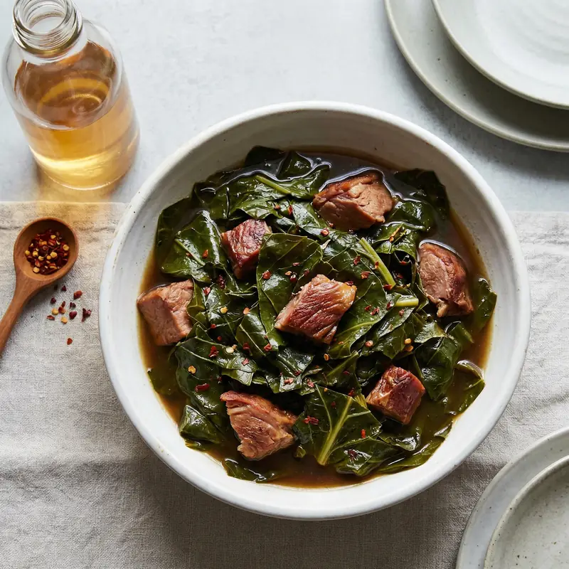 Collard Greens with Smoked Turkey - Soul Food Meal Plan for Families recipe example for families